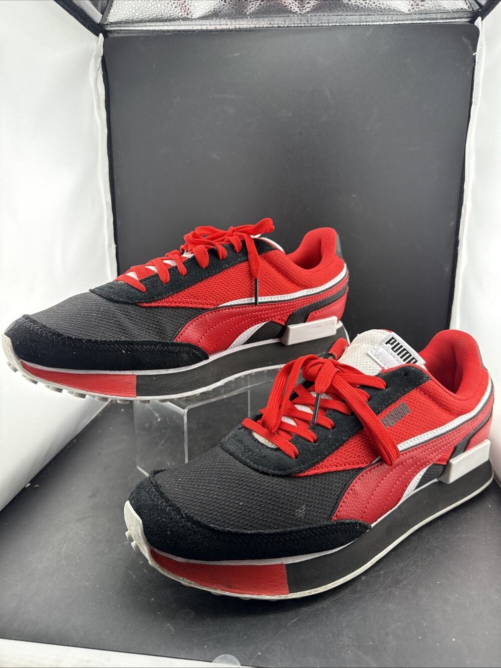 Puma Future Rider Play On 381678-01 Men’s Size 10 Red Black Running Sneakers